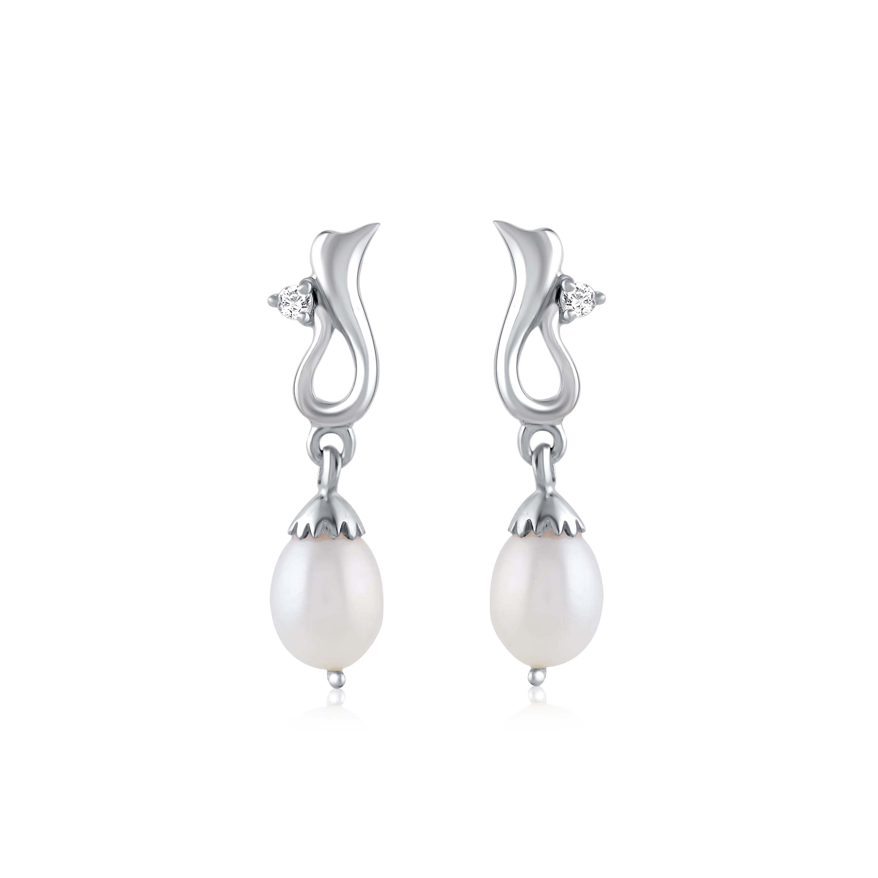 Lustrous Essence: Freshwater Pearl Drop Earrings - Krishna Jewellers Pearls and Gems